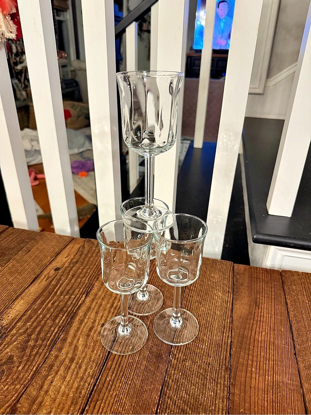 Set of (4) clear 6oz. pressed glass stemware